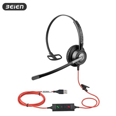 Mono USB-headset med mikrofon för PC