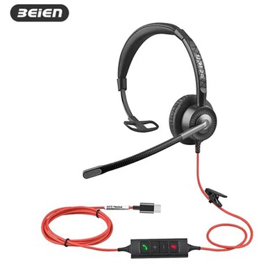Single Ear USB-C brusreducerande headset med mikrofon för bärbar dator