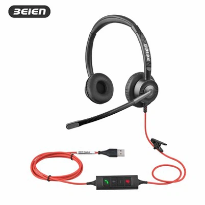 Dubbla USB-headset med mikrofon
